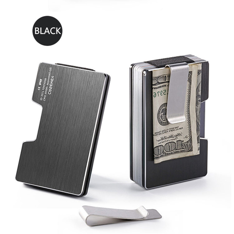 DIENQI Rfid Anti Theft Metal Card Holder Men Wallet Money Bag Black Small Slim Wallet Male Mini Smart Magic Minimalist Wallet ► Photo 1/6