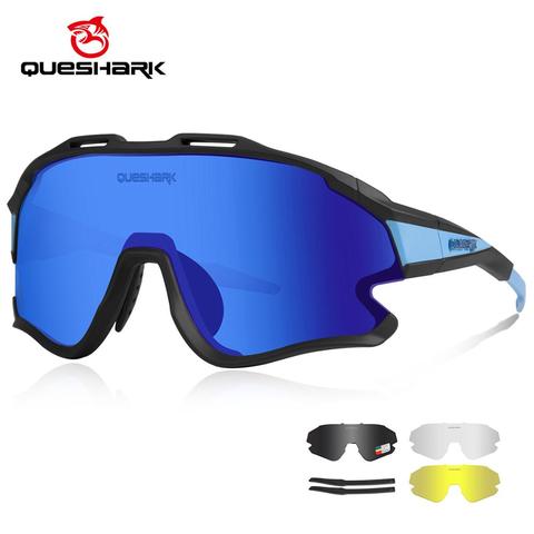 Queshark Polarized Cycling Sunglasses MTB Men Women Road Bike Mountain Bike glasses 4 Lens Exchangeable Goggles Bicycle Glasses ► Photo 1/6