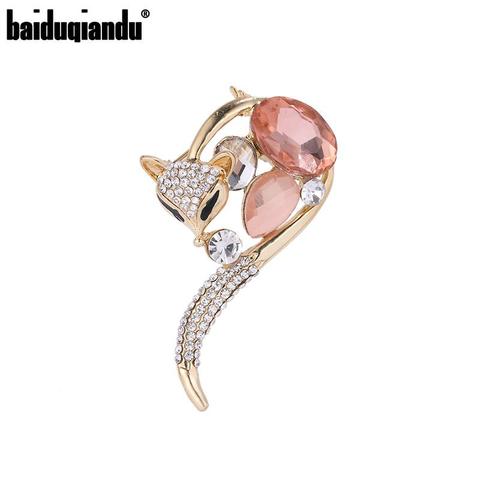 baiduqiandu 2022 New Arrival Gold Color Plated Fashion Crystal Fox Brooch Jewelry for Women ► Photo 1/6