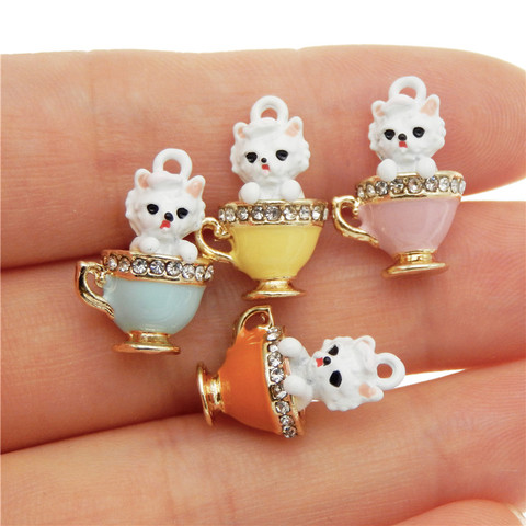 4pcs/lot Mix Color  Animals Charms Cute Pet Jewelry Enamel pocket poodle Puppy Dog Charms Earrings Key chain Craft Bangle Anklet ► Photo 1/6