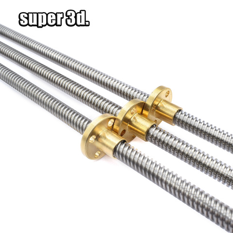 T8 Lead Screw OD 8mm Pitch 2mm Lead 8mm 150mm 200mm 300/400mm 500mm Trapezoidal Screws With Brass Nut For cnc Reprap 3D Printer ► Photo 1/6