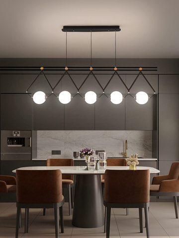 Black Or Gold LED Chandelier Dining Room Coffee Shop Modern Long Pendant Lamp Creative Restaurant Bar Multi-head Hanging Light ► Photo 1/5