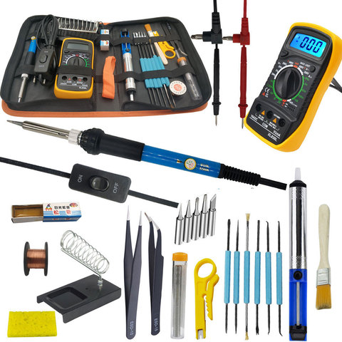 60W Electric soldering iron kit with multimeter for electronics soldering iron set adjustable temperature 110V 220V tool kit ► Photo 1/6