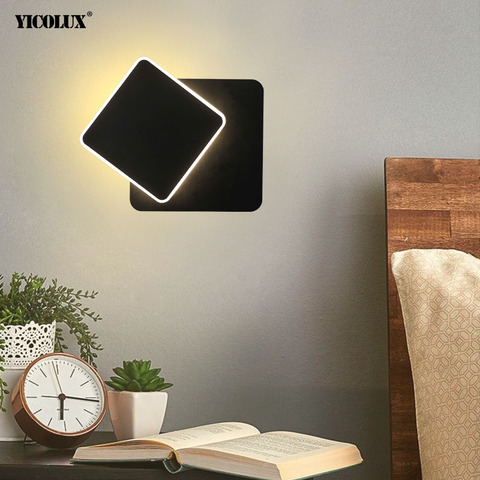 Wall Lamps for Bedroom living room square white black body AC90-260V Indoor Led Wall Lamp Rotatable Plated Metal 5W/16W Sconce ► Photo 1/6