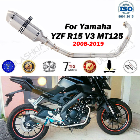 Motorcycle Full Exhaust Escape System Modifed Middle Link Pipe Slip On For yamaha YZF-R15 R5 MT-15 MT 15 125 V3 R125 2008-2022 ► Photo 1/6