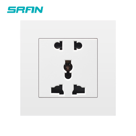 SRAN 5 hole multi-function wall power socket,International universal plug socket 220V 13A 86mm*86mm white/black/gold PC panel ► Photo 1/6