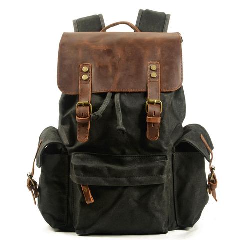 MUCHUAN Top Luxury Canvas Leather Unisex Backpacks Large Capacity Waterproof Vintage Daypacks Retro School Bag Teenager Mochia ► Photo 1/5