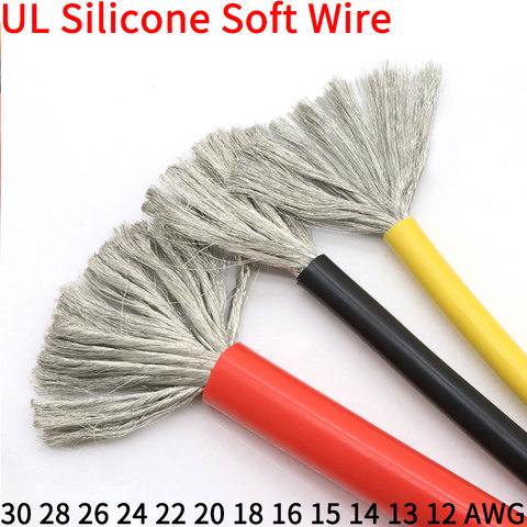 1M/5M Heat-resistant cable 30 28 26 24 22 20 18 16 15 14 13 12 10 AWG Ultra Soft Silicone Wire High Temperature Flexible Copper ► Photo 1/6