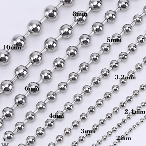 5 Meters Lot Beads Chains Ball Necklace Stainless Steel Choker Jewelry 1.5-10MM Punk Chokers Chains ► Photo 1/6
