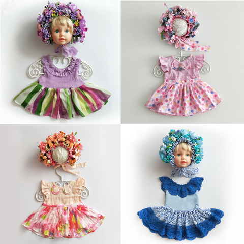 Baby Souvenir Pictures Clothing Flower Headwear + Dress 2pcs Sets Infant Girl Photography Outfits Studio Photo Props Costumes ► Photo 1/6