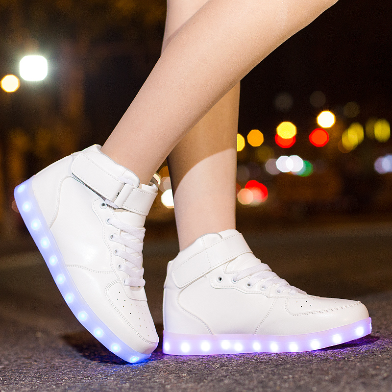 Boys Girls High top LED Light Up Shoes Luminous Sneakers Men Unisex KIDS Shoes