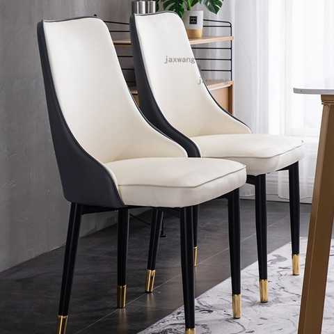 Custom Leather Dining Chairs Nordic Leisure Hotel Negotiation Chair Modern Backrest Single Sofa Chair Kitchen Furniture ► Photo 1/6