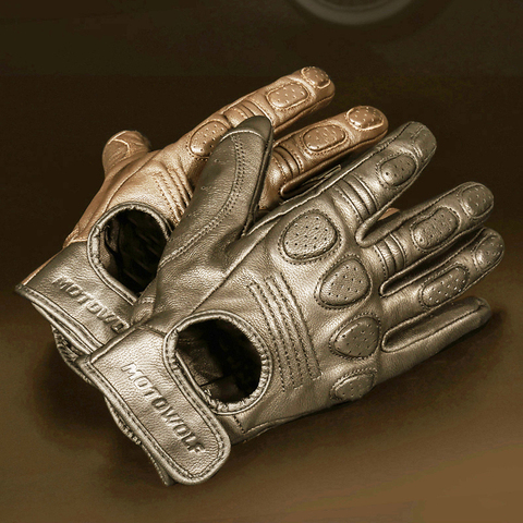 Retro Sheepskin Breathable Leather Motorcycle Gloves Racing Gloves Men's Motocross Winter&Summer Gloves Full/Half-finger gloves ► Photo 1/6