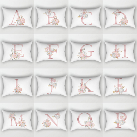 30X50CM Polyester English Alphabet Floral White Cushion Cover Nordic Creative Sofa Car Waist Throw Pillows Home Decor PillowCase ► Photo 1/6