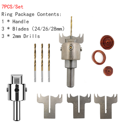 Premium Finger Ring Drill Bit Carbide Blades handle Drill Woodworking Milling Cutter Ring Molding Tool DIY 24/26/28mm ► Photo 1/6