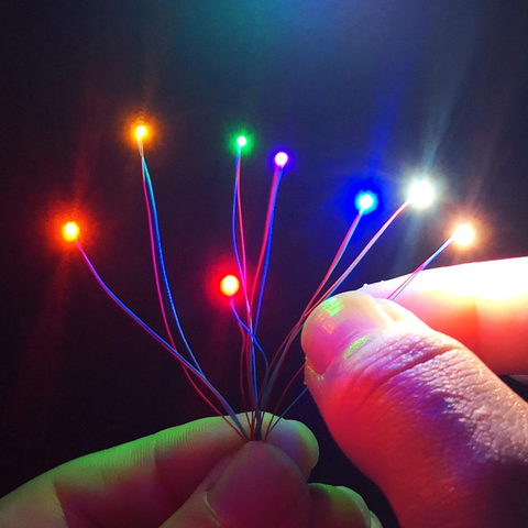 12V Pre-wired #0402 SMD LEDs,8 Colors available,60cm connection wires,hobby model kit/railway/railroad/starship/gundam lighting ► Photo 1/6