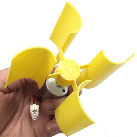 Yellow DC Micro Motor LED Lights Vertical Axis Wind Turbines Generator Blades ► Photo 1/6