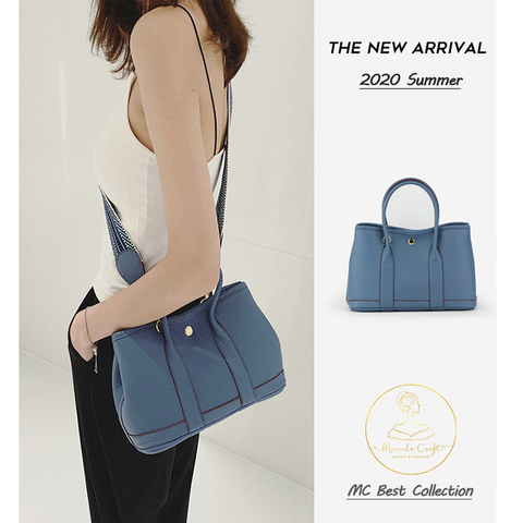 New Summer Female PU Leather Portable Garden Bag Large Capacity Litchi Grain Tote Bag Wide Shoulder Strap Crossbody Shopping Bag ► Photo 1/6