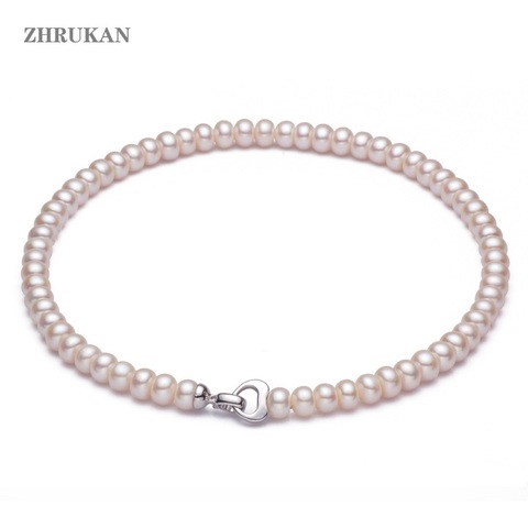 Natural Freshwater Pearl Necklace Jewelry 925 Sterling Silver Pearl Choker Necklaces For Women Gift Wholesale ► Photo 1/6
