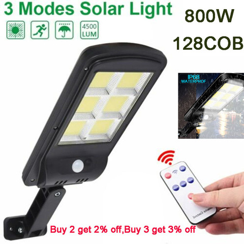 300W Remote Control COB Solar Light PIR Motion Sensor Outdoor Solar Wall Street Light Garden IP65 Waterproof Lamp ► Photo 1/6