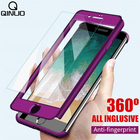 360 Full Cover Protective Phone Case+Glass For iPhone 12 Mini 11 Pro Max XS X XR 7 8 Plus 6 S SE 2022 11case Hard PC Cover Funda ► Photo 1/6