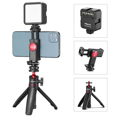 Ulanzi ST-07 Vlog Kit Mini LED Video Light Extendable Tripod Cold Shoe Phone Mount Vlog Mount Kit Youtube Live Accessories ► Photo 1/6