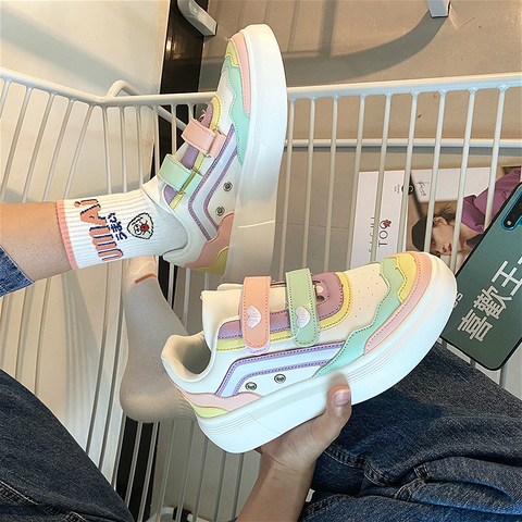 Soft Candy Girls Rainbow Heart Kawaii Casual Shoes College Style Lolita Sports Lolita Shoes Female Women's Sneakers Harajuku ► Photo 1/6