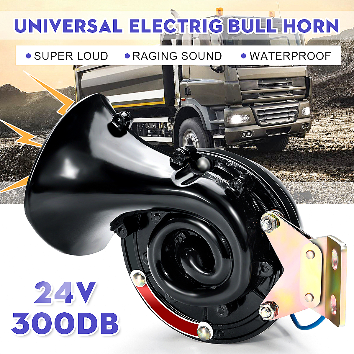 Super Loud 300DB 12V 24V Electric Car Air Snail Bull Horn Raging