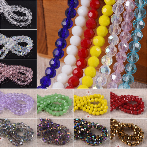 Round 32 Facets Cut Ball Solid Colors 3mm 4mm 6mm 8mm Faceted Crystal Glass Loose Spacer Beads Lot For Jewelry Making DIY Crafts ► Photo 1/6