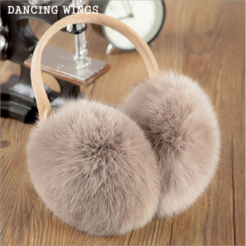 Russian Winter 100% Natural Rex Rabbit Fur Earmuff Men Women Warm Fashion Earflap Plush Fluffy Ear Warm Muffs ► Photo 1/6