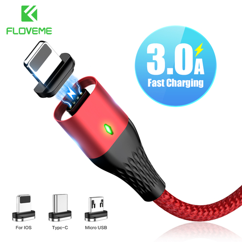 FLOVEME 3A Magnetic Cable Micro USB Type C Cable For iPhone Samsung Fast Charging Data Wire Cord Charger Mobile Phone USB Cable ► Photo 1/6