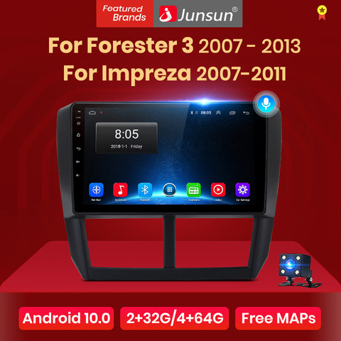 Junsun V1 Android 10.0 AI Voice Control 4G DSP Car Radio Video Player GPS For Subaru Forester 3 Impreza 2007-2013 no 2din dvd ► Photo 1/6