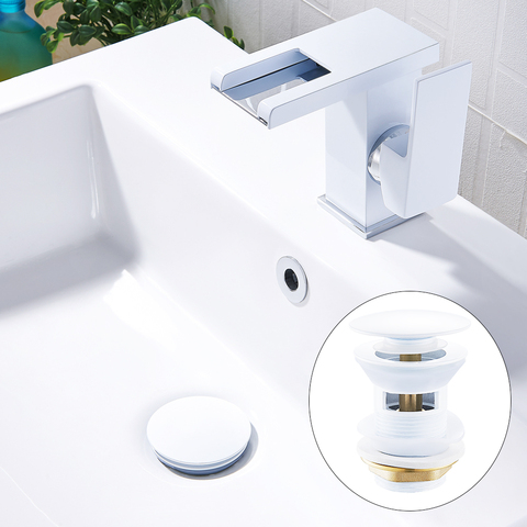 Luxury Sink Pop Up Drain Stopper Basin Bathroom Lavatory Kitchen Bathtub Accessories Cap Washbasin Plug Brass Black Gold White Alitools - Gold Bathroom Sink Pop Up Drain