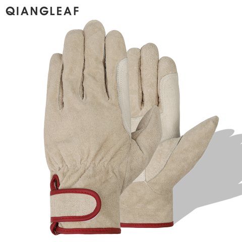 QIANGLEAF Brand New Neutral Leather Work Safety Gloves Red Gardening Household Handling Gloves Free Shipping Hot sale 527RM ► Photo 1/5