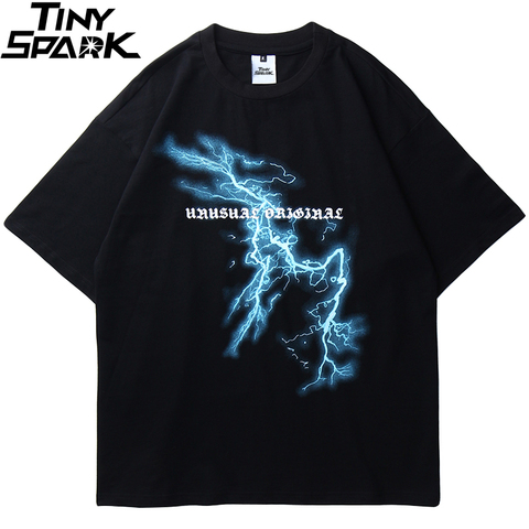 2022 Men Hip Hop T Shirt Lightning Skull Moon Streetwear T-Shirt Oversize Hiphop Loose Tshirts Summer Short Sleeve Tees Cotton ► Photo 1/6