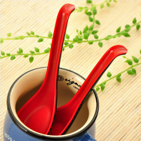 1/2 / 5Pcs red black family tableware chinese bowl soup porridge spoon hot kitchen accessories soup spoon for family dining ► Photo 1/6