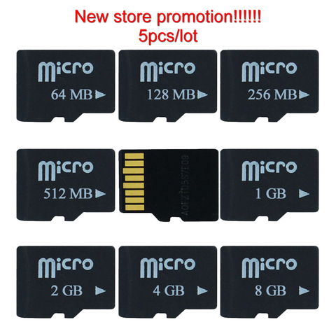 Hi-Quallity!5pcs/lot 8G 4G 2GB 1GB 512MB 256MB 128MB 64MB TF Card Micro Card TF Memory Secure Digital Memory Card For Cell phone ► Photo 1/6
