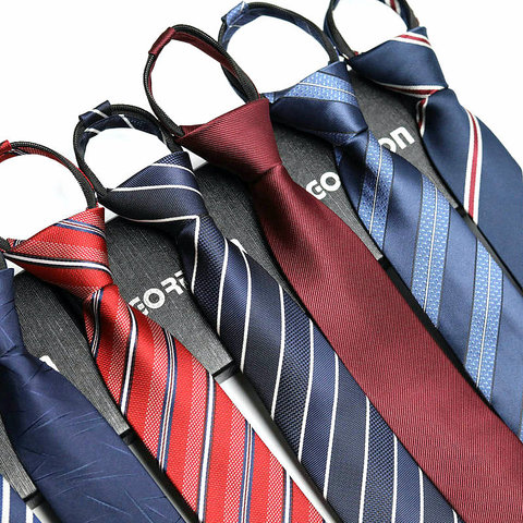 48*6 Cm Men's Tie Business Formal Dress Wear Stripe Solid Colors Zipper Necktie Wholesale Gifts for Men Slim Skinny Tie ► Photo 1/6