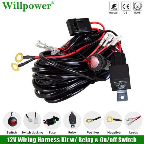 Auto Car 12V 40A LED Light Bar Wiring Harness Kit 1 2 4 Leads Offroad 4WD 4x4 Truck SUV Pickup Driving Fog Lamp On/off Switch ► Photo 1/6