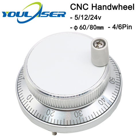 CNC Pulser Handwheel 5V 6pin Pulse 100 Manual Pulse Generator Hand Wheel CNC Machine 60mm 80mm Rotary Encoder Free Shipping ► Photo 1/6