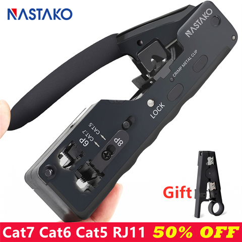 RJ45 Crimper RJ45 Crimping Tool Cat7 Cat6A Connector Network Tools Pliers For Cat7 Cat6 Cat5 RJ11 Crimps Metal Clip Modular Plug ► Photo 1/6