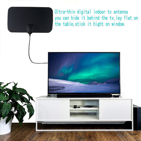 Kebidumei 4K Digital TV Antenna 25DB High Gain HD TV DTV Box EU Plug 50 Miles Booster Active Indoor Aerial HD Flat Design ► Photo 1/6