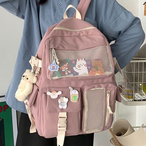 JOYPESSIE Kawaii Nylon Women Backpack Fashion Waterproof Rucksack for Teen Girls School Bag Cute Student Bookbag Travel Mochila ► Photo 1/6