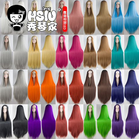 HSIU 100cm Long Wigs high temperature fiber Synthetic Wigs Cosplay Wigs Party Wigs 20 color Long hair Give away brand wig net ► Photo 1/6