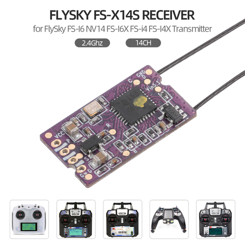 For FlySky FS-I6 NV14 FS-I6X FS-i4 FS-I4X Transmitter FlySky FS-X14S Receiver 2.4Ghz 14CH PPM i-BUS S.BUS Signal Outputs ► Photo 1/6