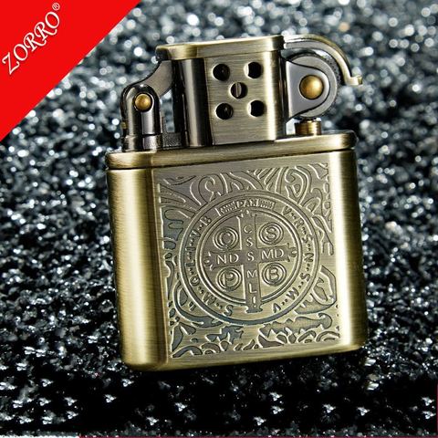 Constantine ZORRO Copper Cigarette Lighter Gasoline Vintage Metal Kerosene For Gas Lighter Grinding Wheels Fire Lighter ► Photo 1/6