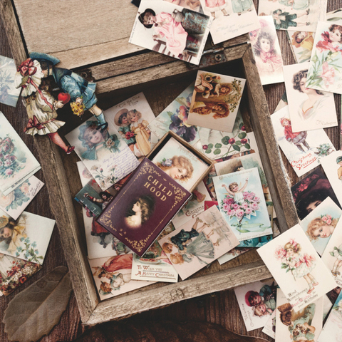 100pcs Vintage Stamp Book collection series Kraft Paper Mini Greeting Card Postcard Letter Envelope DIY Decoration message Cards ► Photo 1/6