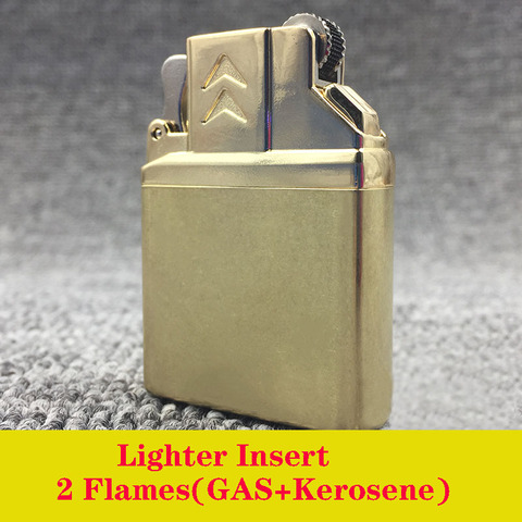 Original pure copper Insert Inner core lighter doule use (flame fire+windproof jet flame ) grinding wheel butane gas/kerosene ► Photo 1/6