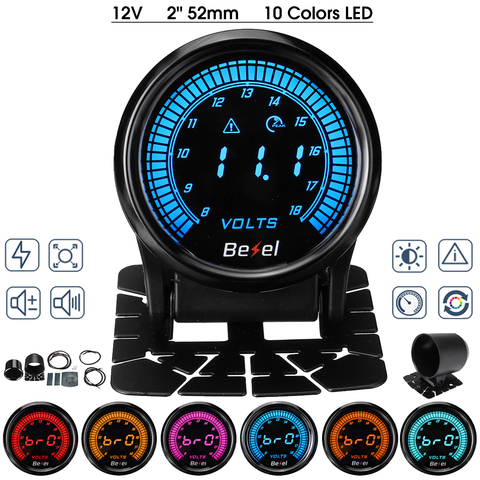 2 52mm Universal Car Auto LED Gauge Water Oil Temp/Pres Volt Tacho Boost  PSI/BAR AFR EGT Gauge Digital LED With Gauge Holder - Price history &  Review