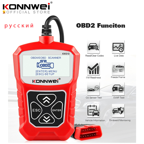 KONNWEI KW310 OBD2 Scanner  Russian Language Car Diagnostics Tool OBD 2 Car Scanner for Auto ODB2 Car Tools Better Than ELM327 ► Photo 1/6